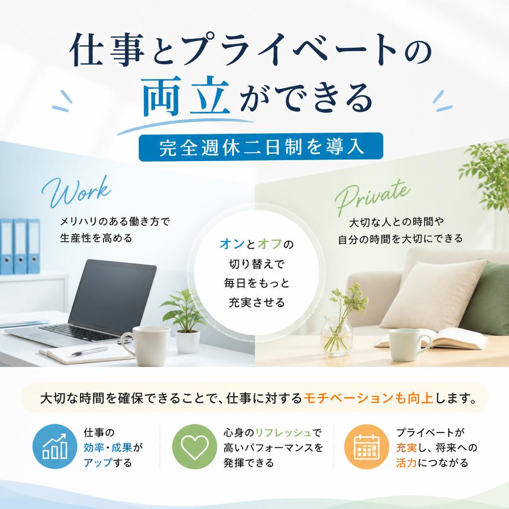 完全週休二日制度でプライベートも充実